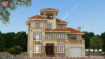 农欧式三层洋房别墅带车库户型住宅