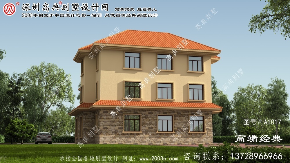 崂山区农村三层别墅外观图
