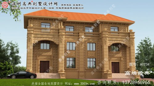 赫山区三层双拼别墅效果图