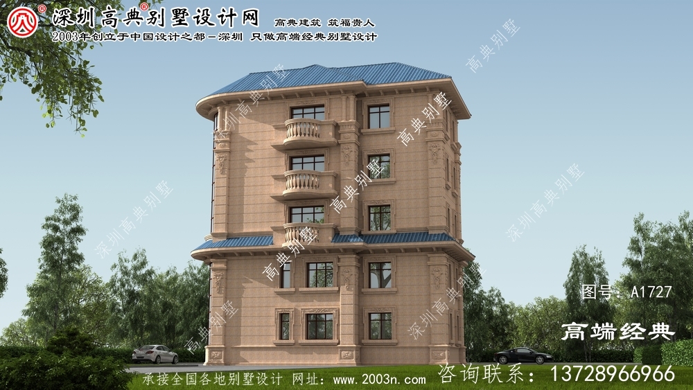 永顺县优雅的意大利风格石材别墅整体色调稳定自然，外观端庄美观
