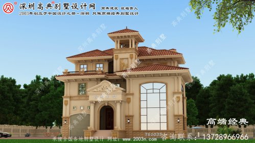 蓟县欧式三层洋房外观效果图。