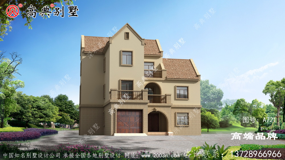 农村建房补贴室外设观景阳台。
