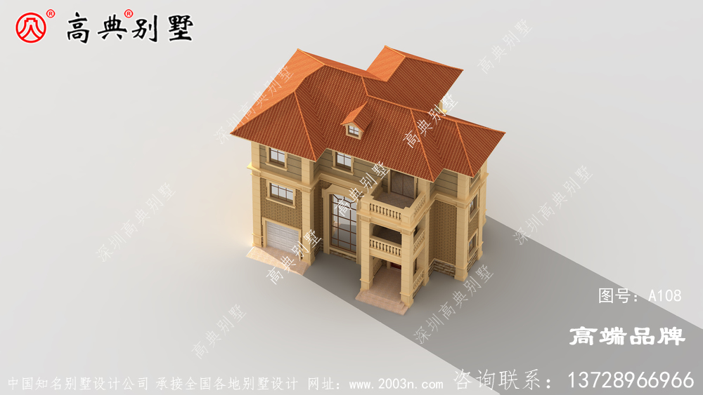 2层半别墅设计图外墙装修比较简约，带车库