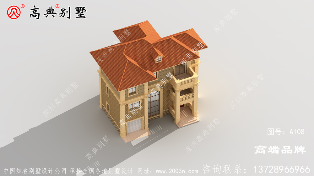 2层半别墅设计图外墙装修比较简约，带车库