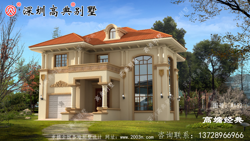 二层住宅平面图，户型方正，占地面积不大。