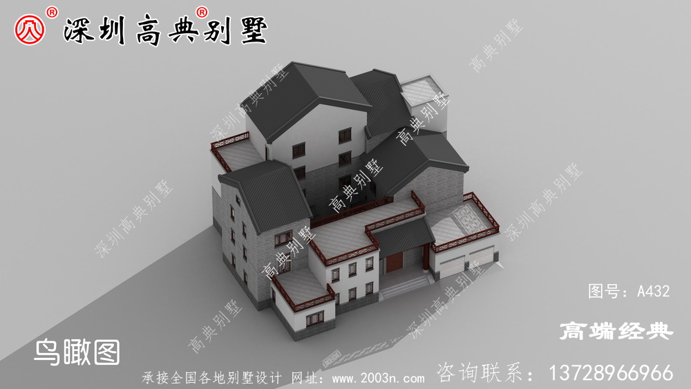 高级三层豪华别墅的照片，在家乡实现了美丽的风景线。