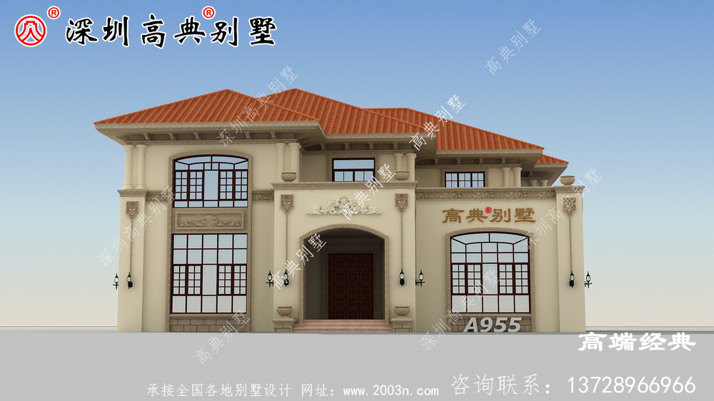 带露台的三层楼建筑外观图，这样的房子真让人心旷神怡，赶紧收起来盖起来吧。