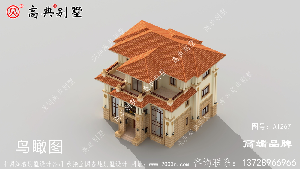 双复式三层别墅采用橘屋顶配色给人以温暖的感觉
