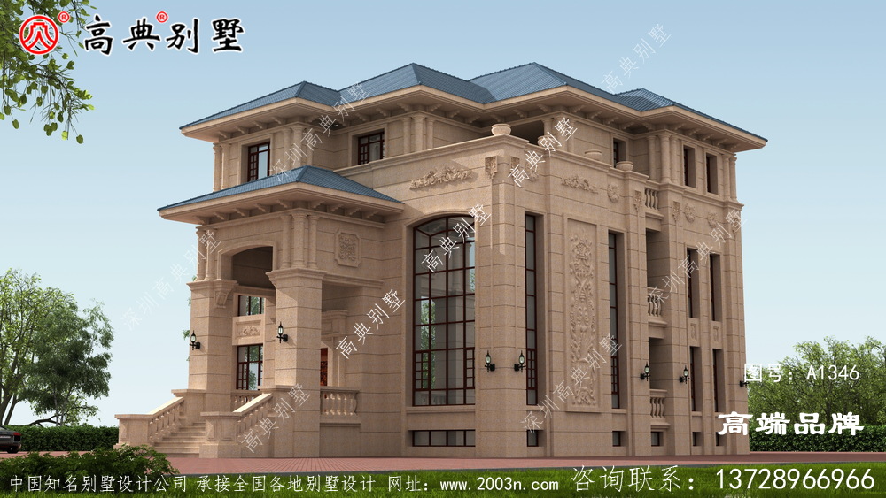 欧式石材别墅外观简洁大气施工简单，农村自建房首选