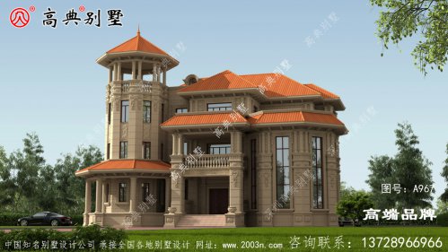 带凉亭的复式户型外观时尚简单配色高