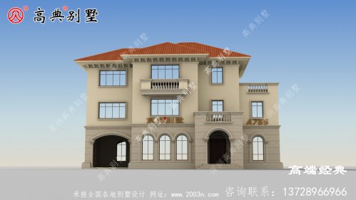 这座简欧别墅简单大方，不难建造非常适合农村建筑