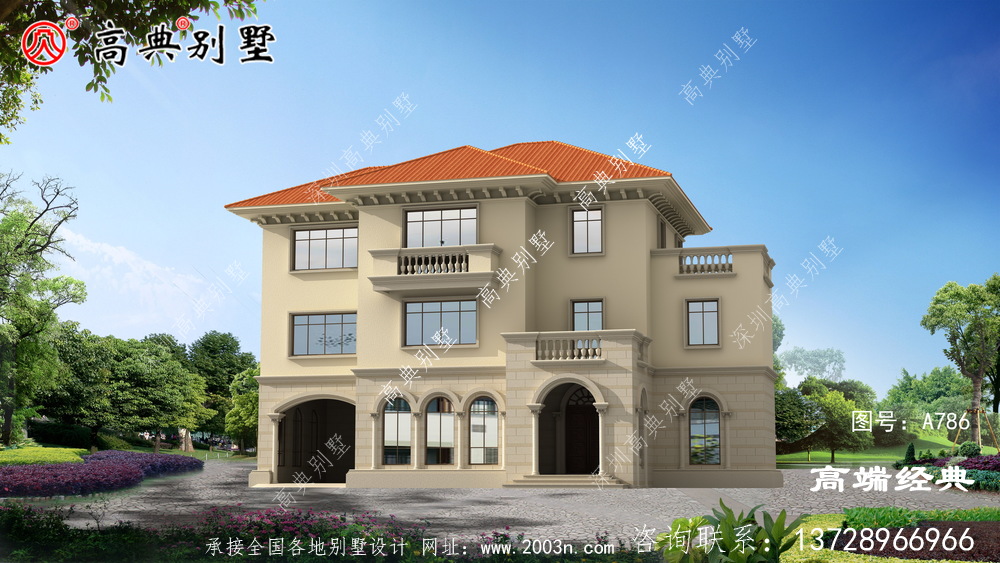这座简欧别墅简单大方，不难建造非常适合农村建筑