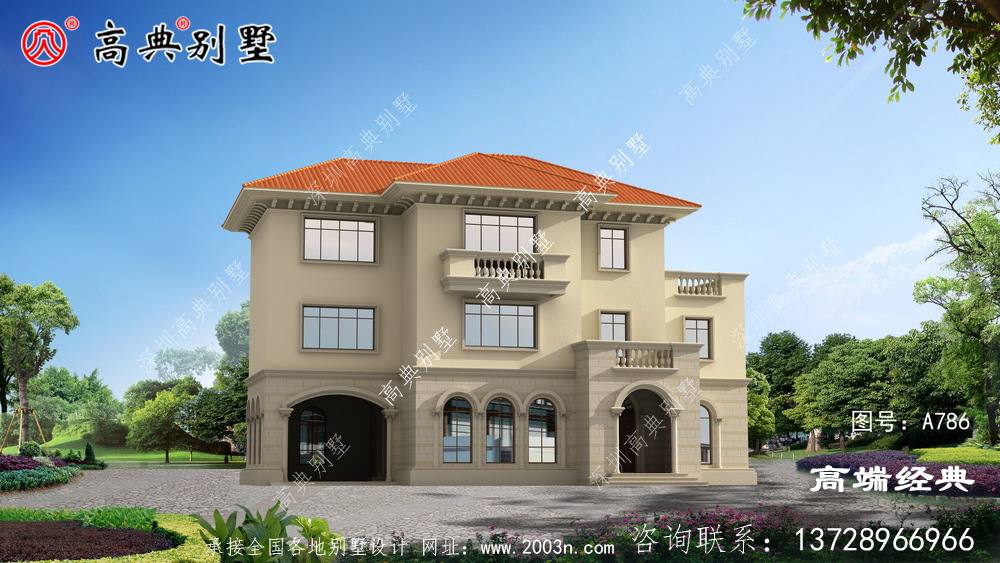 这座简欧别墅简单大方，不难建造非常适合农村建筑